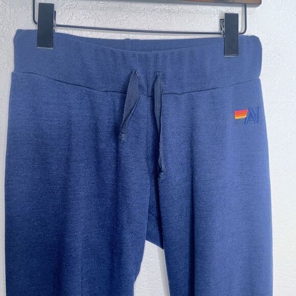 New Aviator National RAINBOW RIB POCKET SWEATPANTS Navy Small - Picture 3 of 13